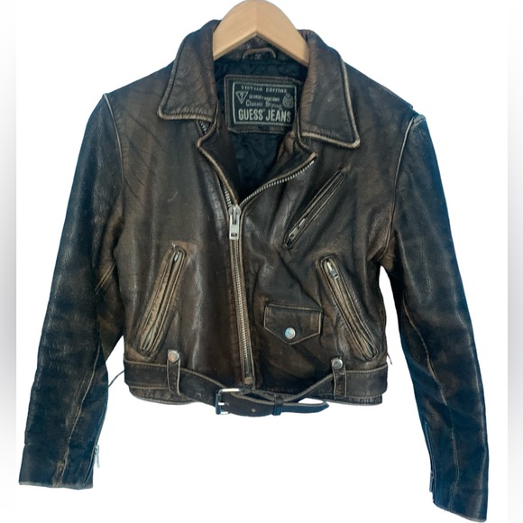 Guess Vintage 80's 90's Georges Marciano Rare Leather Jacket Moto